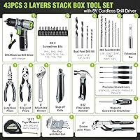 Vista 2 de WORKPRO Taladro inalámbrico de iones de litio y caja de herramientas, juego de taladro eléctrico de 8 V 2.0 Ah con kit de herramientas manuales