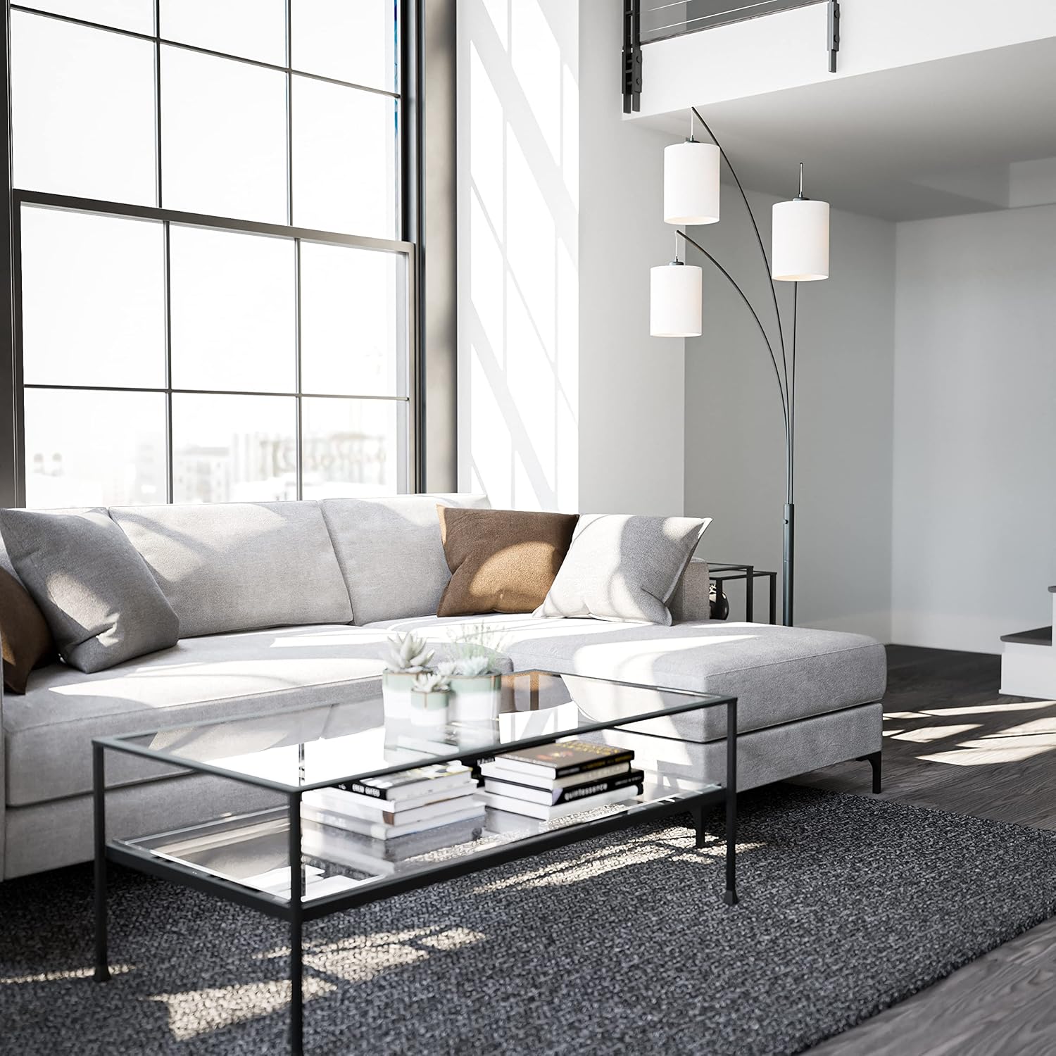 Kenroy Home 32849BL Leah Arc Floor Lamp, 60W, Black