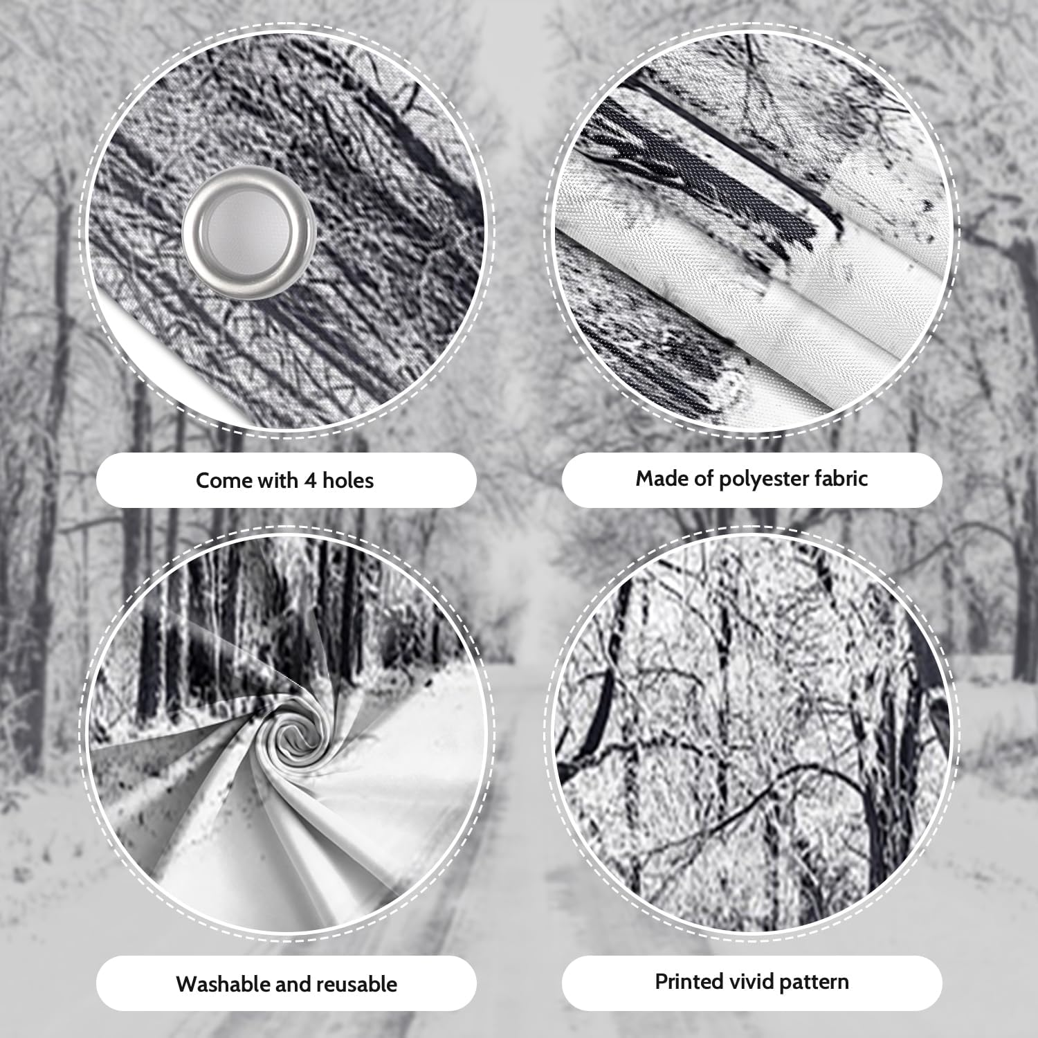 7x8ft Winter Snowy Road Garage Door Decor Frosted Trees Snow Covered Path ICY Snowflakes Nature Landscape Garage Door Cover for Indoor Outdoor Holiday Party Seasonal Festive Decor