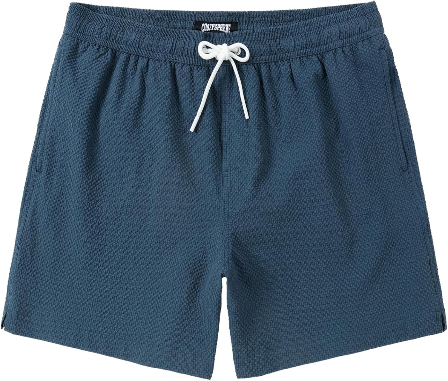 Men's Swim Shorts Seersucker Swimming Trunks for Men Beach Shorts Quick Dry Bathing Suit 5"/7"/9" with Pockets