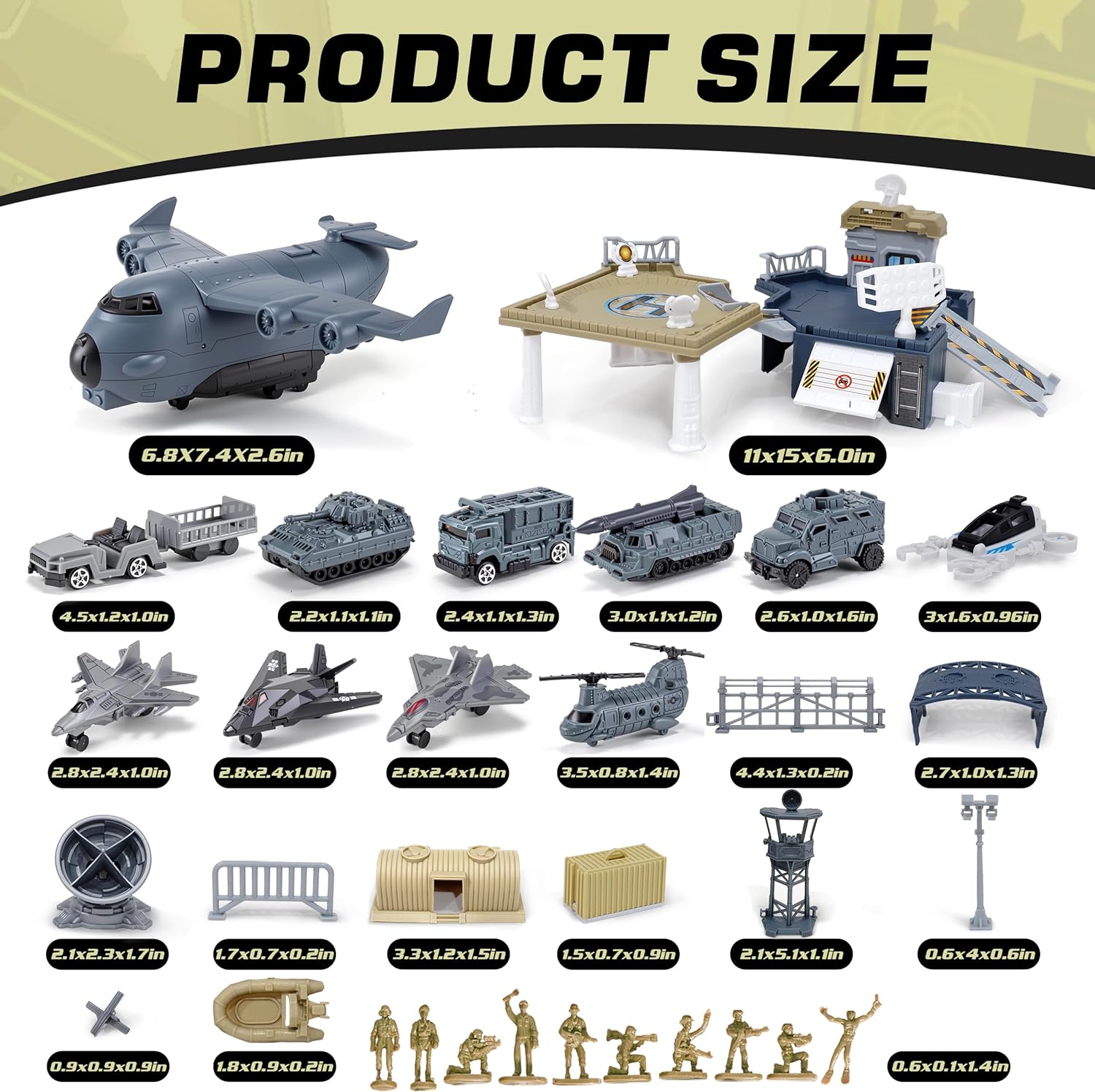 Military Base Building Playset, Army Toys with 11 Vehicles Airplane Helicopter Fighter Jet Army Men Action Figures and Play Map, Birthday Gift for 3 4 5 Year Old Boys Girls Kids