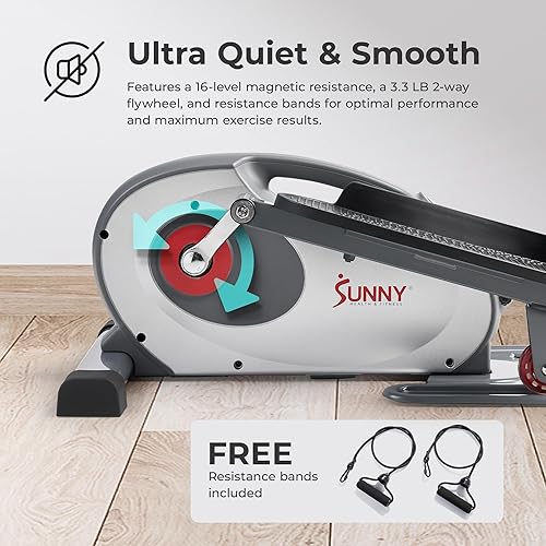 Miniatura 5 de Sunny Health & Fitness Under Desk Elliptical Machine, Portable Sitting or Stand Peddler Exerciser for Seniors Home Office, SunnyFit App Access via