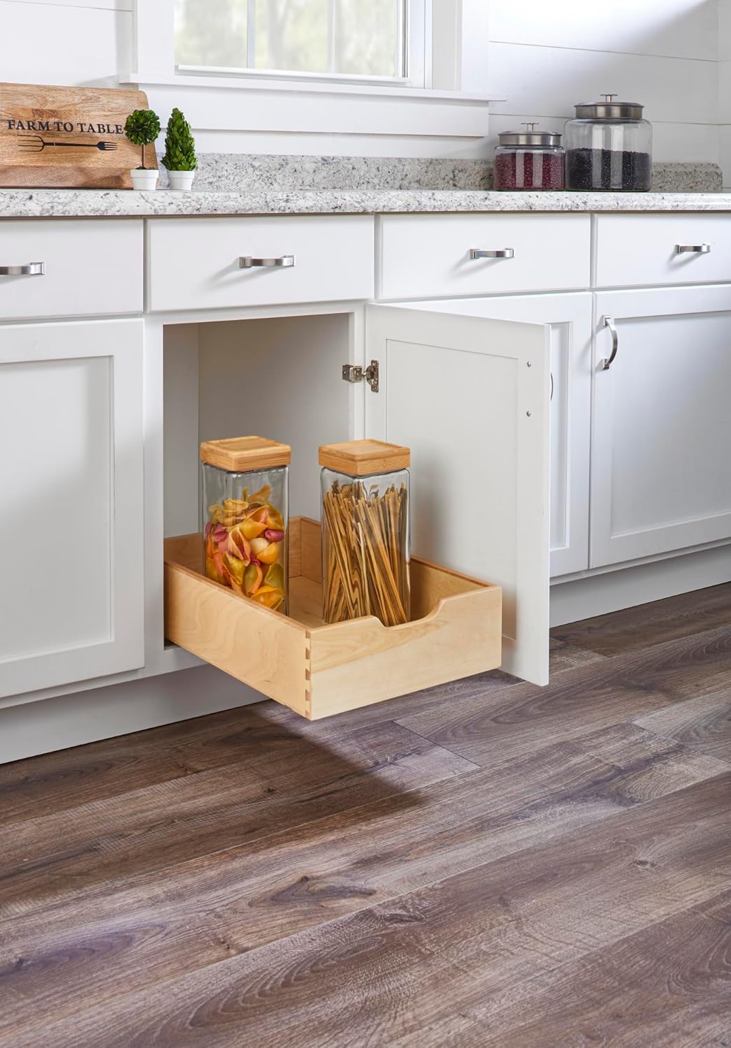 Rev-A-Shelf Standard Pullout Kitchen Cabinet Organizer and Drawer Box with Soft-Close for 18" Base and 14.75" W Cabinet Opening, Wood, 4WDB-15SC-1