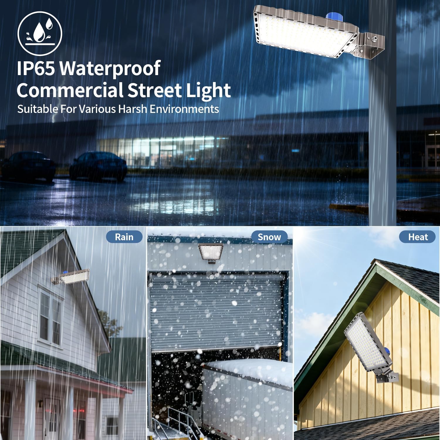 350W LED Parking Lot Light 52500LM Shoe Box Street Light with Dusk to Dawn Photocell, 5000K IP65 Waterproof Adjustable Trunnion Mount, Commercial Flood Light for Large Area, 110-277V
