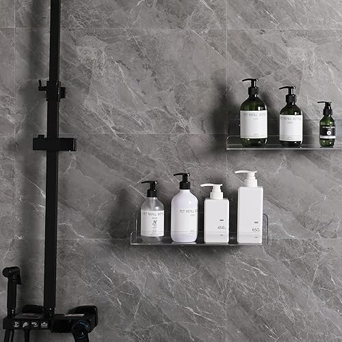 Miniatura 12 de Sooyee Estantes acrílicos, paquete de 6 estantes flotantes de pared de 15 pulgadas, estante de exhibición Funko Pop, estante invisible para libros