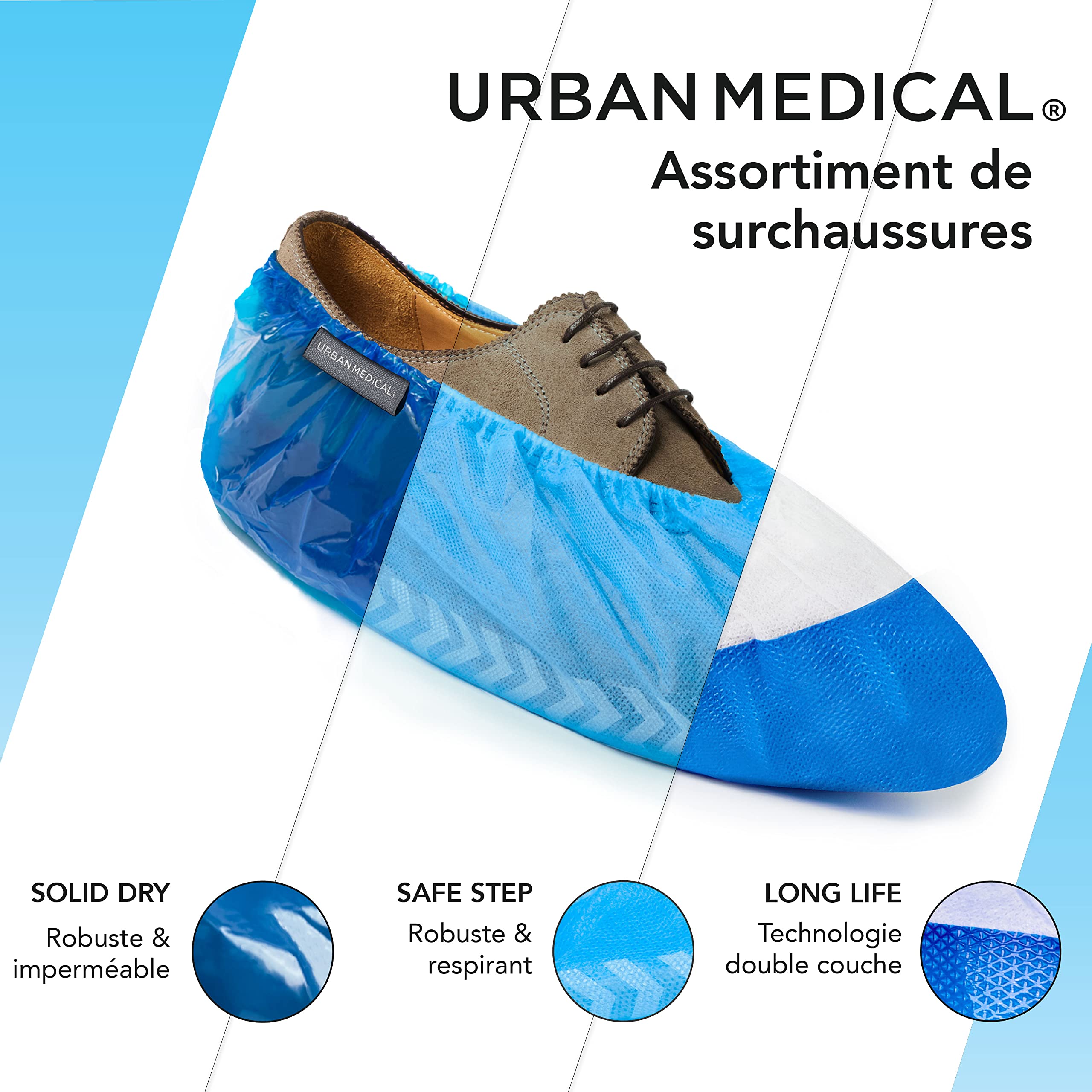 100x Surchaussures Respirantes Jetable/Réutilisable avec Semelle Antidérapante | SAFE STEP | Résistant Déchirure et à l'Abrasion | In- et Outdoor | Onesize - 6g par Couvre-Chaussure
