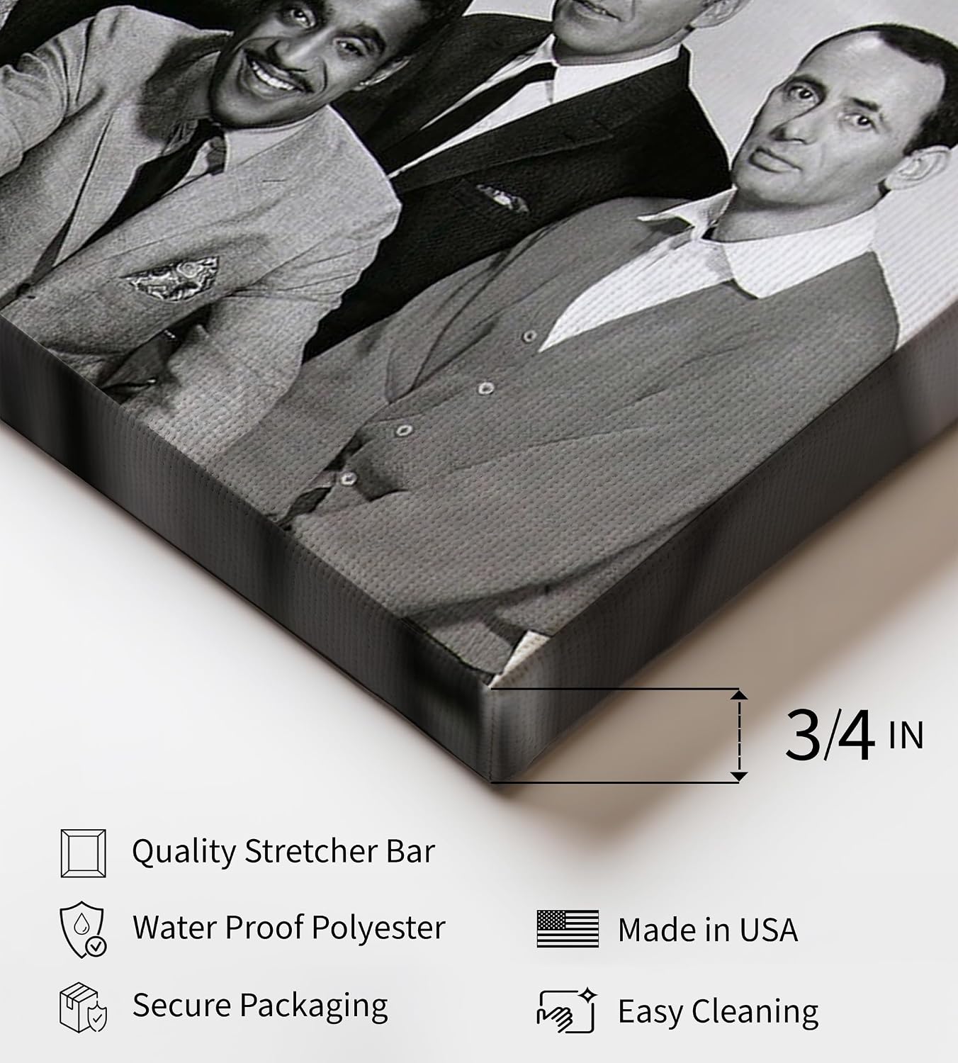Poster Master The Rat Pack Canvas - Musician Print - Fashion & Music Art - Black & White Photography - Gentlemen in Suits Art - Living Room or Office Wall Decor - 8x10 STRETCHED Canvas