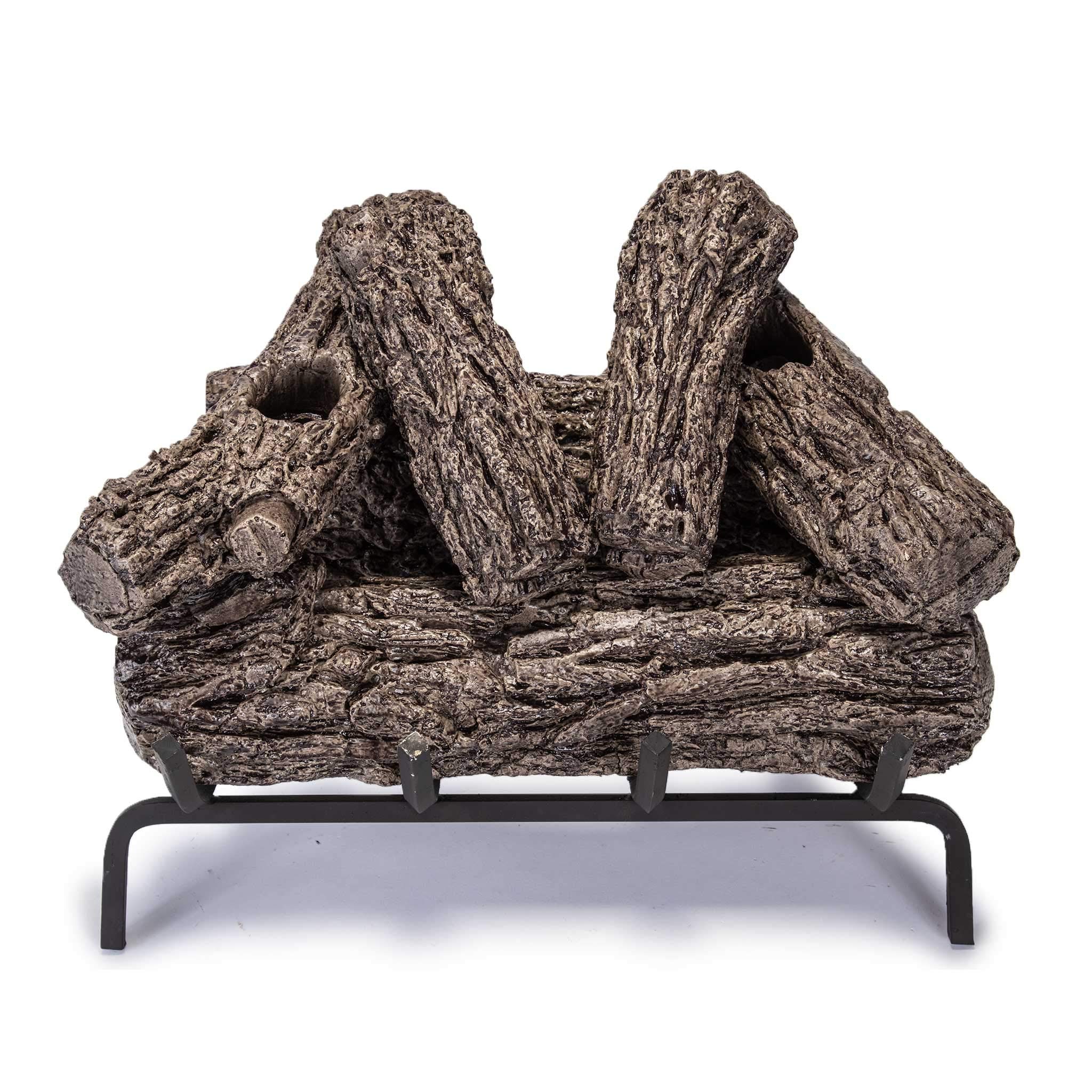 Real Fyre Rustic Oak Gas Logs - 18 Inch Set (Logs Only) | Ceramic, Hand-Painted, Vented For Indoor Fireplaces