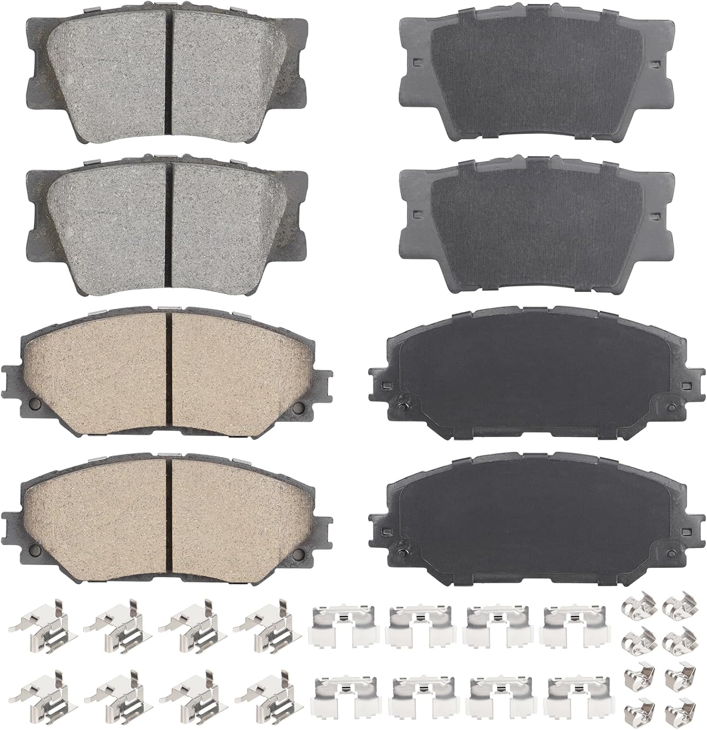 Front Rear Ceramic Disc Brake Pads Set for Toyota RAV4 2006-2012 2.4L 2.5L (Exc. 3rd Rows Seats), for RAV4 2013-2018 Only 2.5L LE, for Lexus HS250h 8PCS(With Hardware)