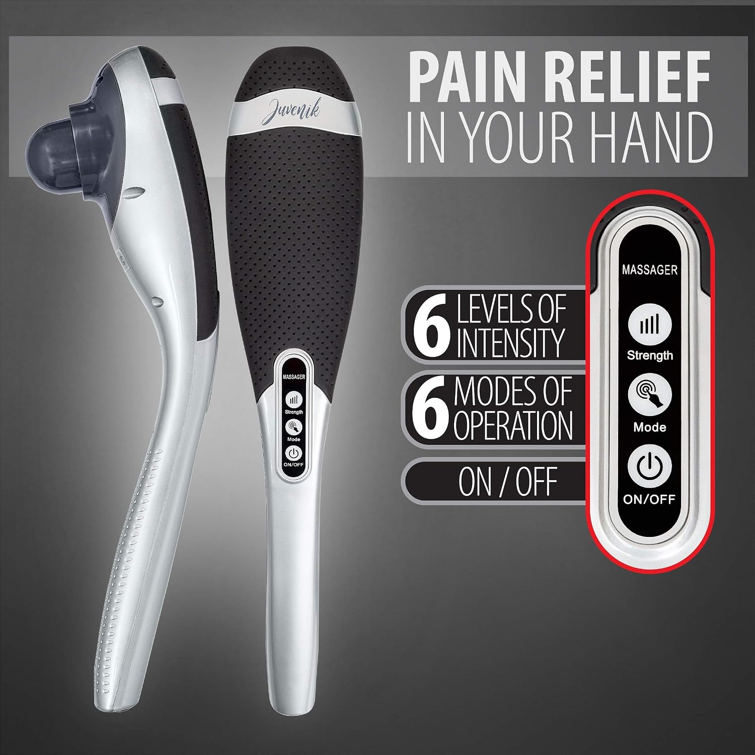 [Bonus Bag] Simbans Juvenik Percussion Massager for Back & Full Body | Portable, Cordless, Rechargeable | Handheld Vibrating Electric Machine | Muscle Deep Tissue Pain Relief Therapy Plantar Fasciitis