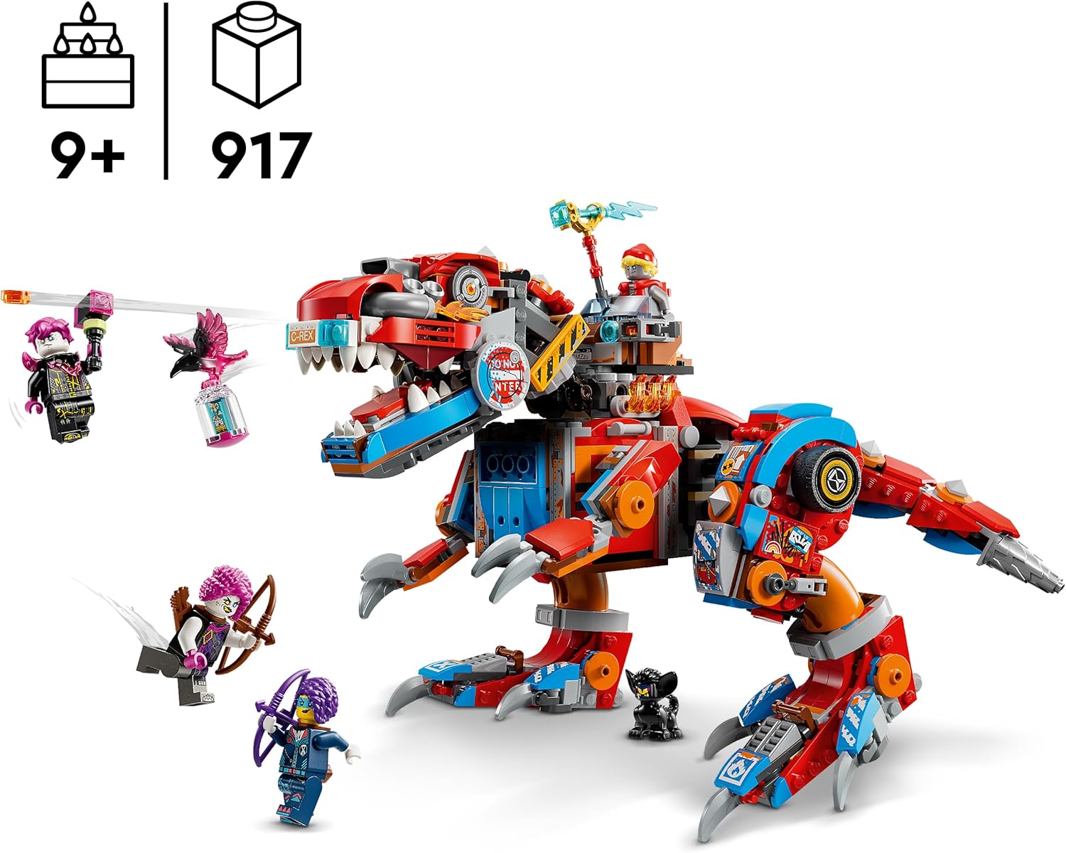 Lego DREAMZzz Dinosaur Robot C-Rex Cooper Pterodactyl Rebuildable Toy, Articulated T. Rex Figure and 4 Minifigures, Gift for Boys and Girls Ages 9 and Up 71484