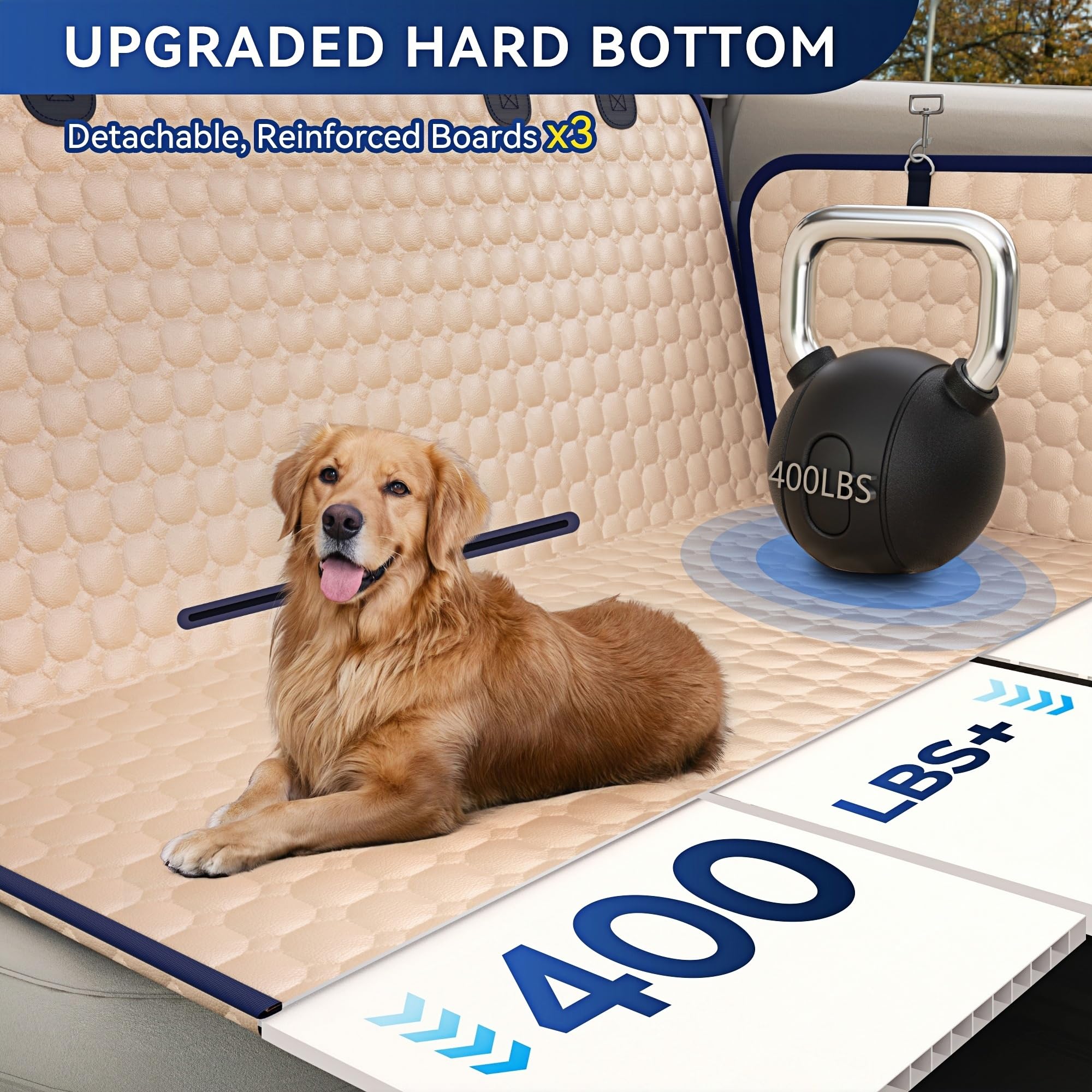 Hard Bottom Car Seat Cover for Dogs, 2025 Upgraded Leather Back Seat Extender Waterproof Dog Car Seat Cover for Back Seat, Non-slip Dog Car Hammock Backseat Pet Cover for Dogs in Car, Support 400LBs - image 5