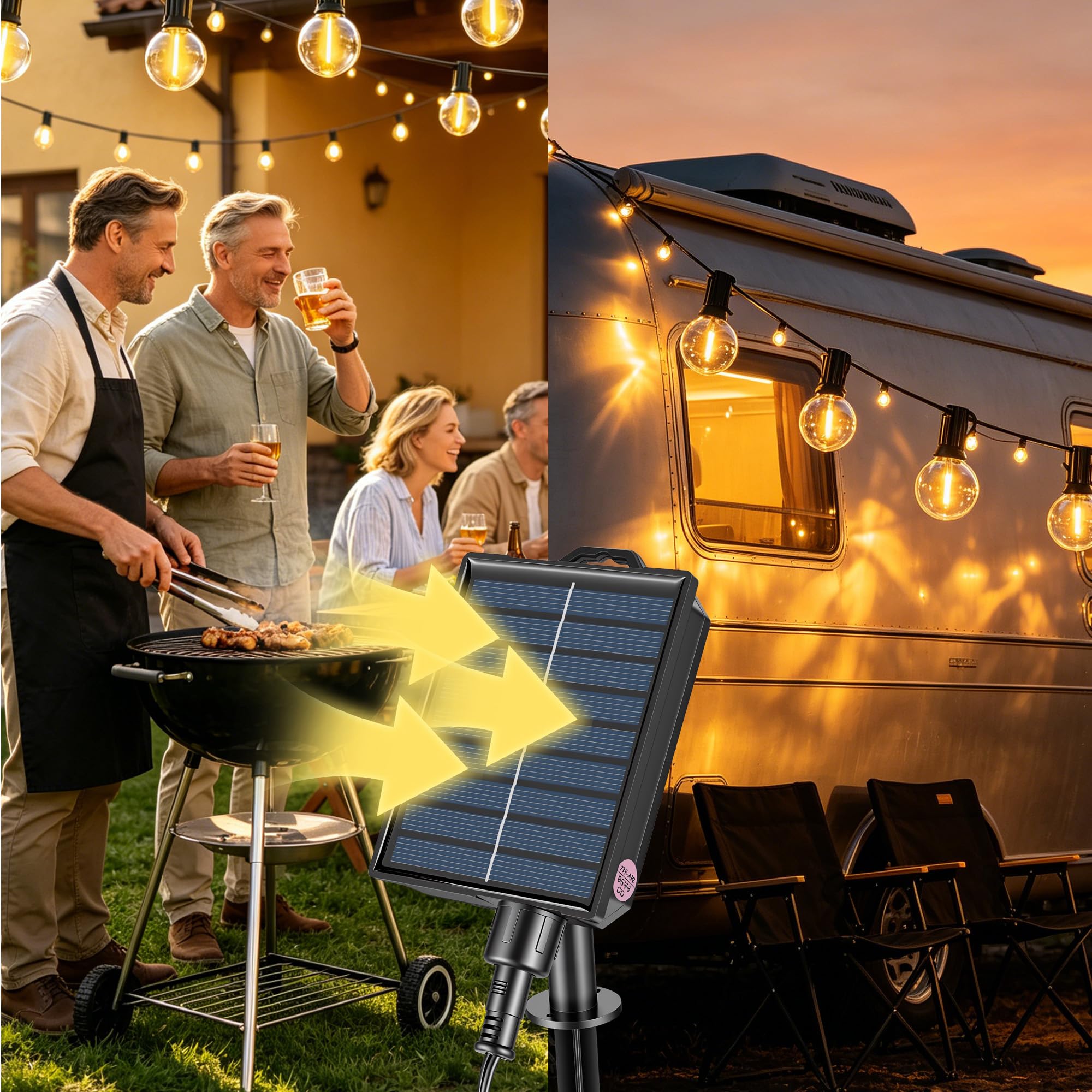 20M Guirnalda Luces Exterior Solar, 30+2 LED Luces LED Exterior Solares Jardin IP44 Impermeable, decoracion jardin exterior Enchufables 2700 K Blanco Cálido para Patio Jardín Cafe Fiesta