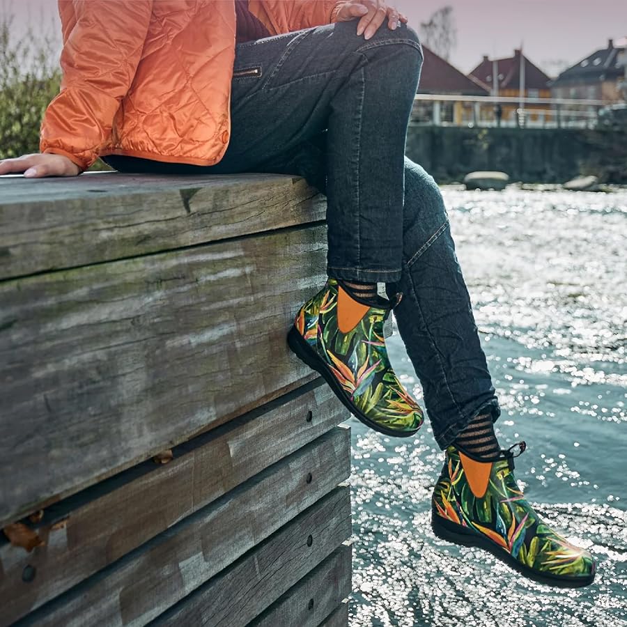 Foinledr Gummistiefel Damen Regenstiefel Wasserdicht Gummistiefel-Damen Hoch Wasserdicht Gummischuhe, Mode Anti-Rutsch Regenschuhe