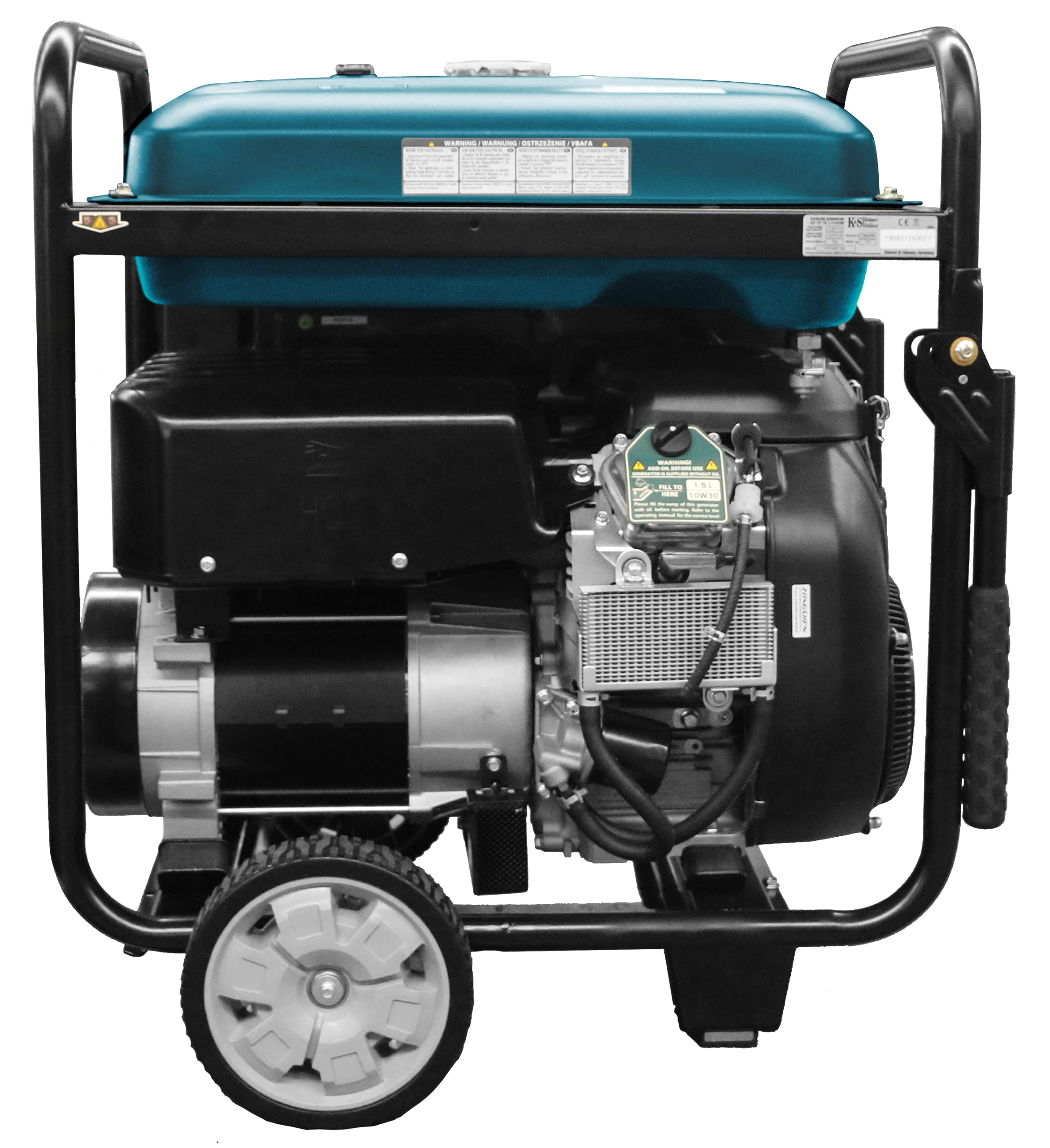 Generator Prądu Könner & Söhnen Agregat Prądotwórczy KS 15-1E ATSR Benzyna Dwucylindrowy 4-suwowy silnik 12500W, stabilizacja napięcia (AVR), ręczne/elektro wyjście na 12 V, licznik motogodzin, częstotliwośći, woltaż generator do domu, garażu, warsztatu