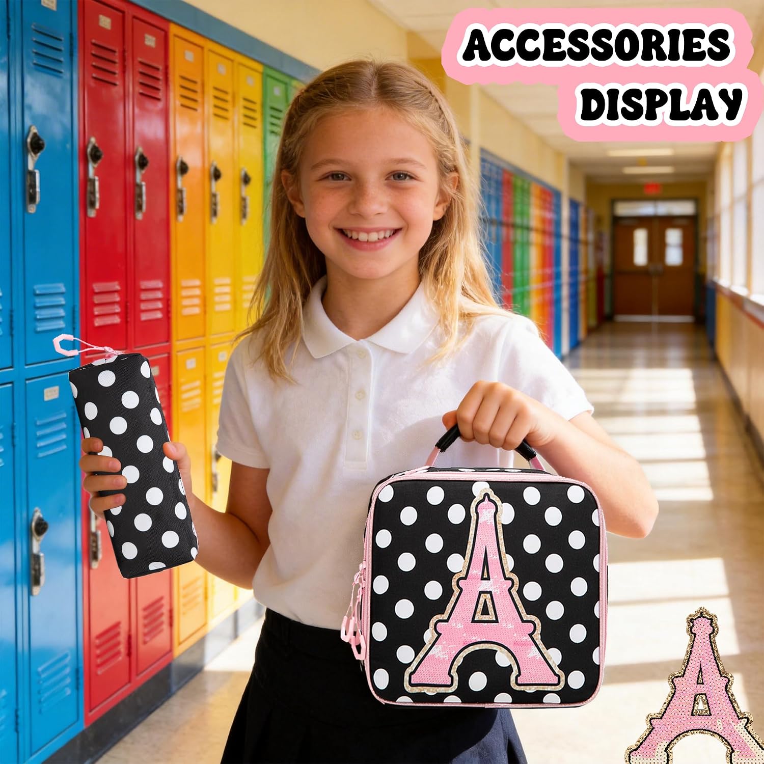 Rolling Backpacks for Kids Backpack for Girls with Lunch Bag Pencil Case 16.5" Kids Backpack with Wheels Roller Backpacks for Girls