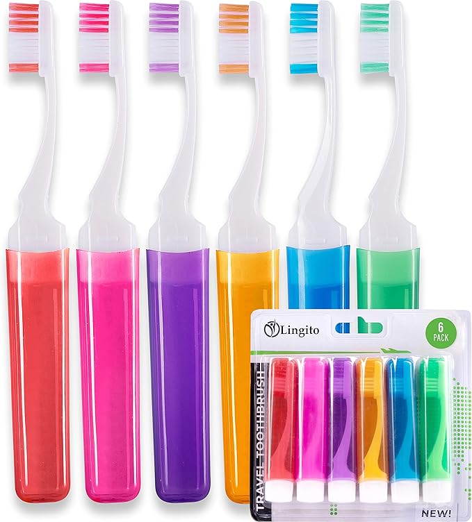 Lingito Travel Toothbrushes, Mini Toothbrush with Toothbrush Cover