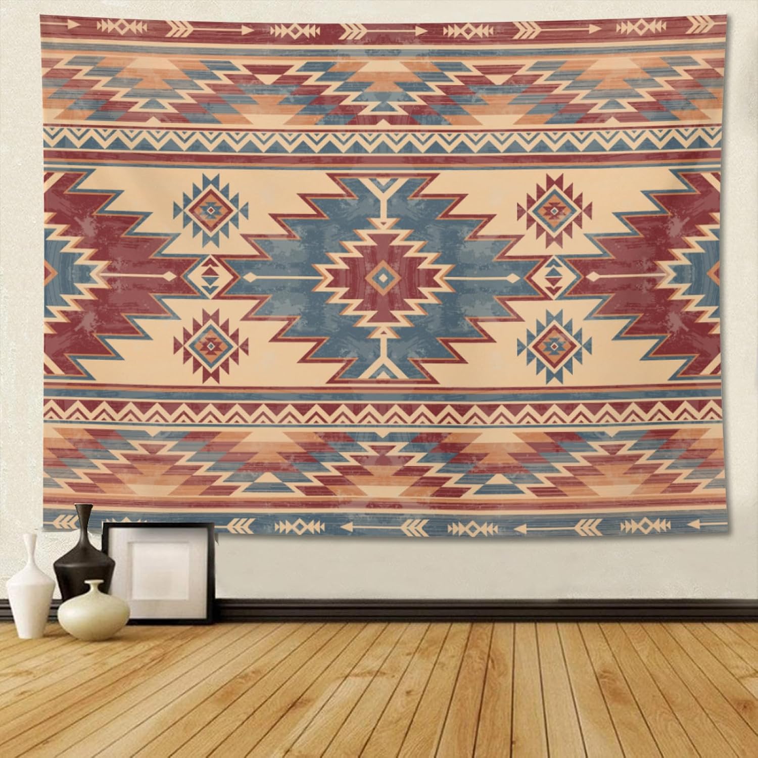 Keiutexe Aztec Native American Tapestry 60" X 40" Navajo Tribal Wall Hanging Party Decorations Home Decor For Bedroom Living Room Dorm (150 X 100cm)