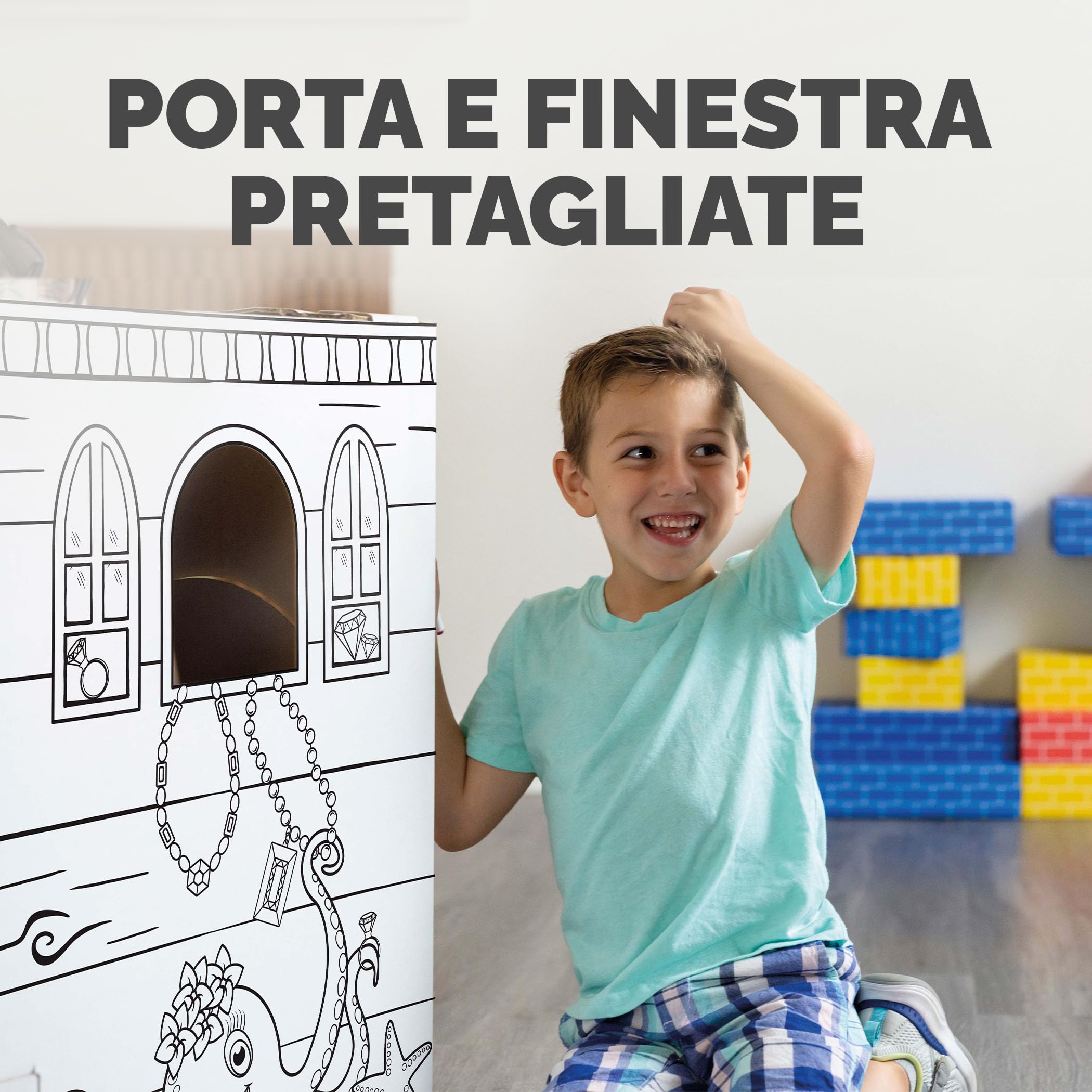 BANKERS BOX Casa di Cartone Nave Pirata per Bambini XL (79 x 50,5 x 135 cm) – Casetta da Colorare – Certificata FSC, Riciclabile – Divertimento Arte e Creatività – Età 3+