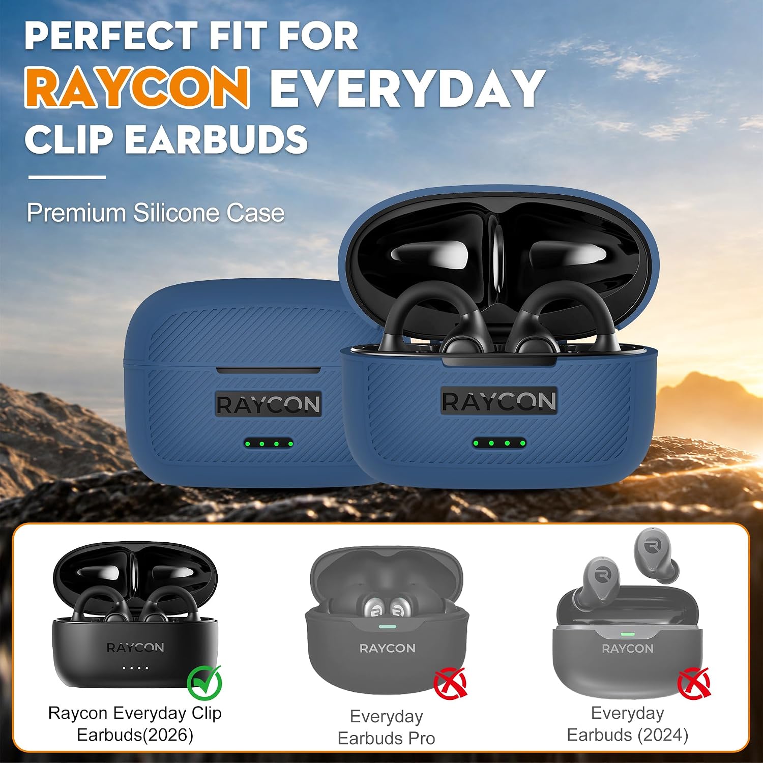 Silicone Case for Raycon Everyday Clip Earbuds, with Cleaning Kit Blue image 2