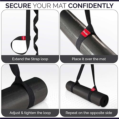 Miniatura 6 de Correas para esterilla de yoga 2 en 1  Algodón  Correas antideslizantes ajustables para yoga, pilates, estiramiento, para llevar esteras