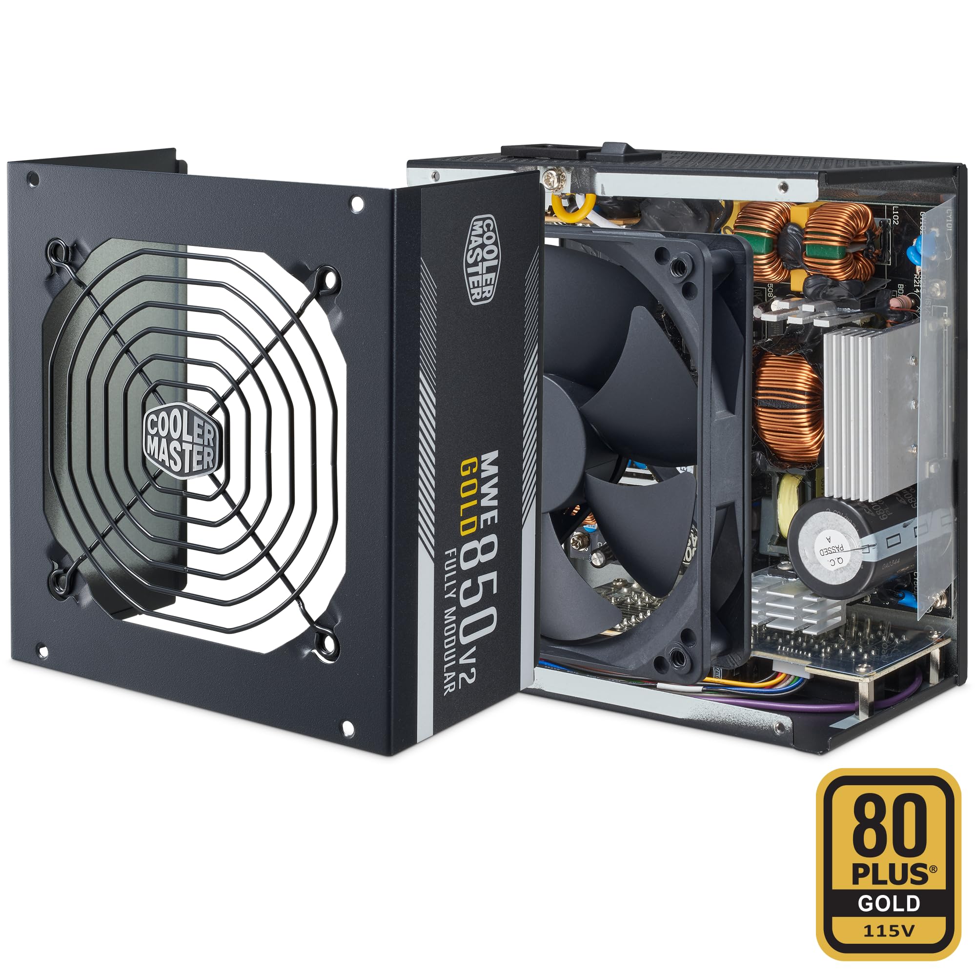 Cooler Master MWE Gold 850 V2 ATX 3.1 Alimentatore completamente modulare (spina britannica), supporto ATX 3.1, alimentatore 80 PLUS Gold 850W, cablaggio PCIe 5.1, ventola HDB da 120