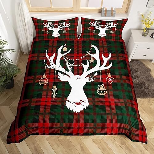 Manfei Funda de edredón de silueta de calavera de reno, tamaño Queen para niños y niños, juego de ropa de cama de graffiti con cierre de cremallera,