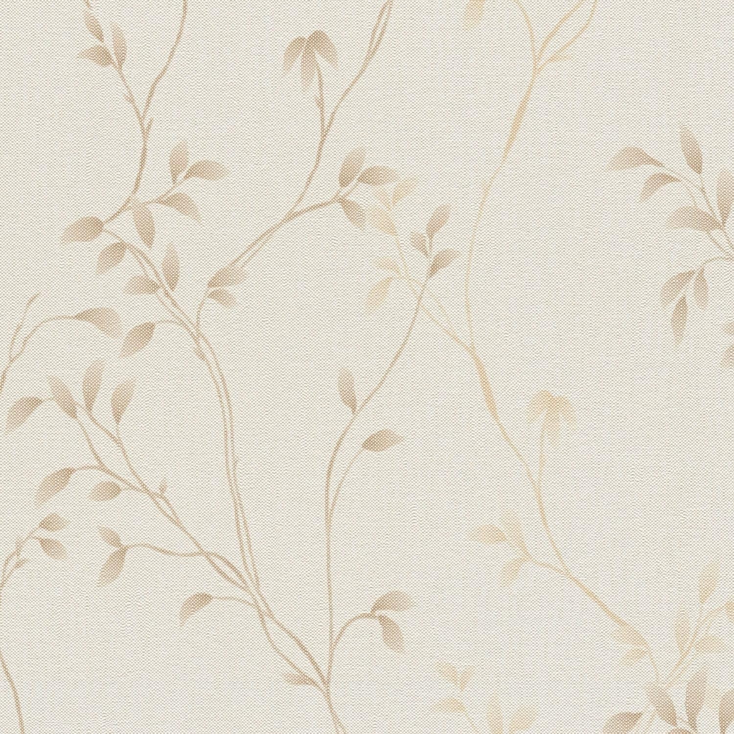 Papier peint floral intissé beige blanc-crème brun rouleau 5,33 m2