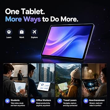 2026 Latest 11 Inch Android 16 Tablet, Tablet with 30GB RAM+128GB ROM, 1TB Expandable, 1280 * 800 Eye-Care LCD Display, 7800mAh Battery, WiFi 6+BT5.4 Ultra-Thin Tablet for Study Entertainment