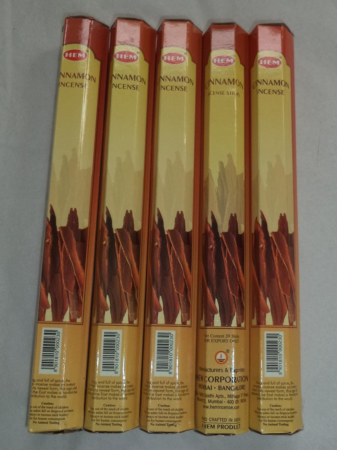 HEM Cinnamon 100 Incense Sticks (5 x 20 stick packs)