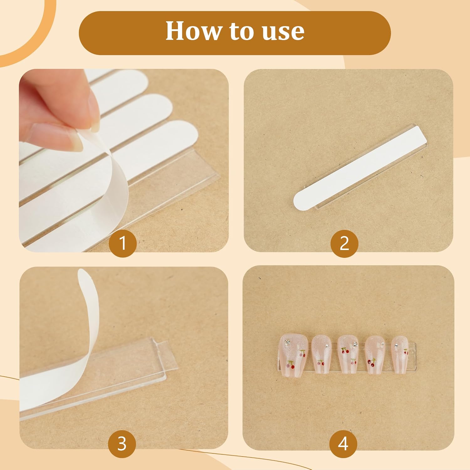 Double Sided Nail Tape for Press on Nails Salon Display | 12 Sheets Double Sided Nail Tape with tweezers, nail tape for press-on business salon display nail stand home DIY