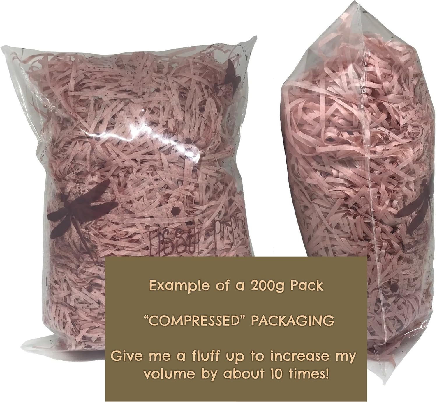 Inside My Nest Champagne Blush Shredded Tissue Paper Shred Neutral Hamper Gift Box Basket Filler Eco-Friendly Biodegradable Compostable Acid-Free Colourfast 200g