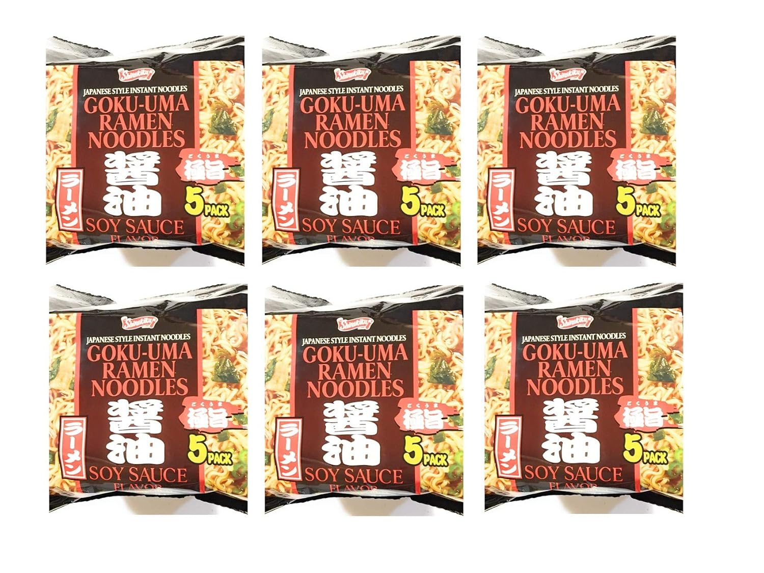 Shirakiku Japanese Style Instant Noodles Tonkotsu Flavor(5x3.35 Oz) (Soy Sauce, 30 Pack)