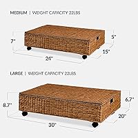Vista 2 de Best Choice Products Under Bed Storage Containers W/Lid, Wheels and Handles, 2-Pack Large Handwoven Water Hyacinth Closet Organizer, Shoe Storage