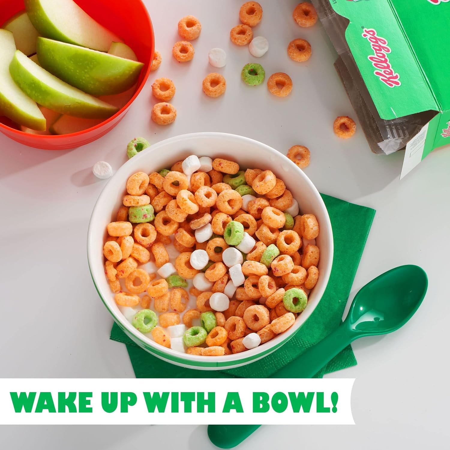 Apple Jacks Breakfast Cereal, 7 Vitamins and Minerals, Kids Snacks, Original with Marshmallows, 10.5oz Box