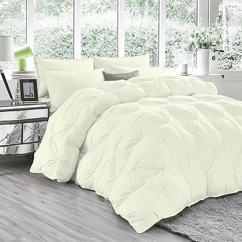 Miniatura 3 de Juego de edredón plisado prémium de 3 piezas extra largo de plumón alternativo de 500 GSM, relleno 100% algodón egipcio, tamaño Queen  matrimonial,