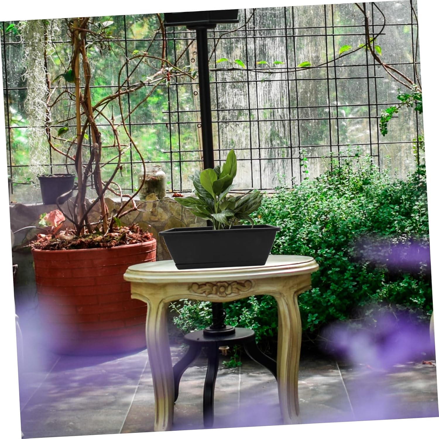 4sets Rectangular Flower Pots with Saucer Window Planter Boxes for Vegetables and Flowers for Balcony Home Gardening and Indoor Use