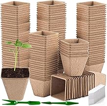 JAADU Biodegradable Pots, 100 Pieces 8 cm Plant Seedling Pots, with 100 Plant Labels + 2 x Transplanting Tools, Peti Pots for Planting Seed Flowers