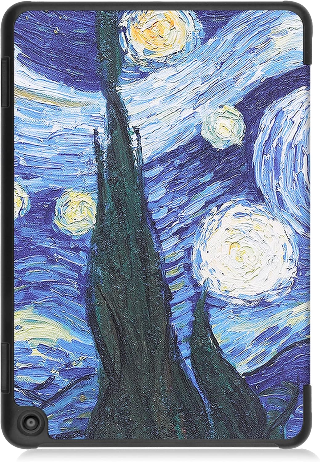 Case for Amazon Kindle Fire HD 8 & Fire HD 8 Plus (12th/10th Gen, 2024/2022/2020 Release) 8", UUcovers Trifold Stand Hard Bumper Shockproof Smart Cover with Auto Wake/Sleep, Starry Night Van Gogh