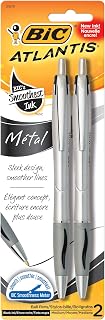 BIC Atlantis Metal Medium Ballpoint Pen (1.2mm) 2-Pack, Black (VCGMTP21), Packaging May Vary