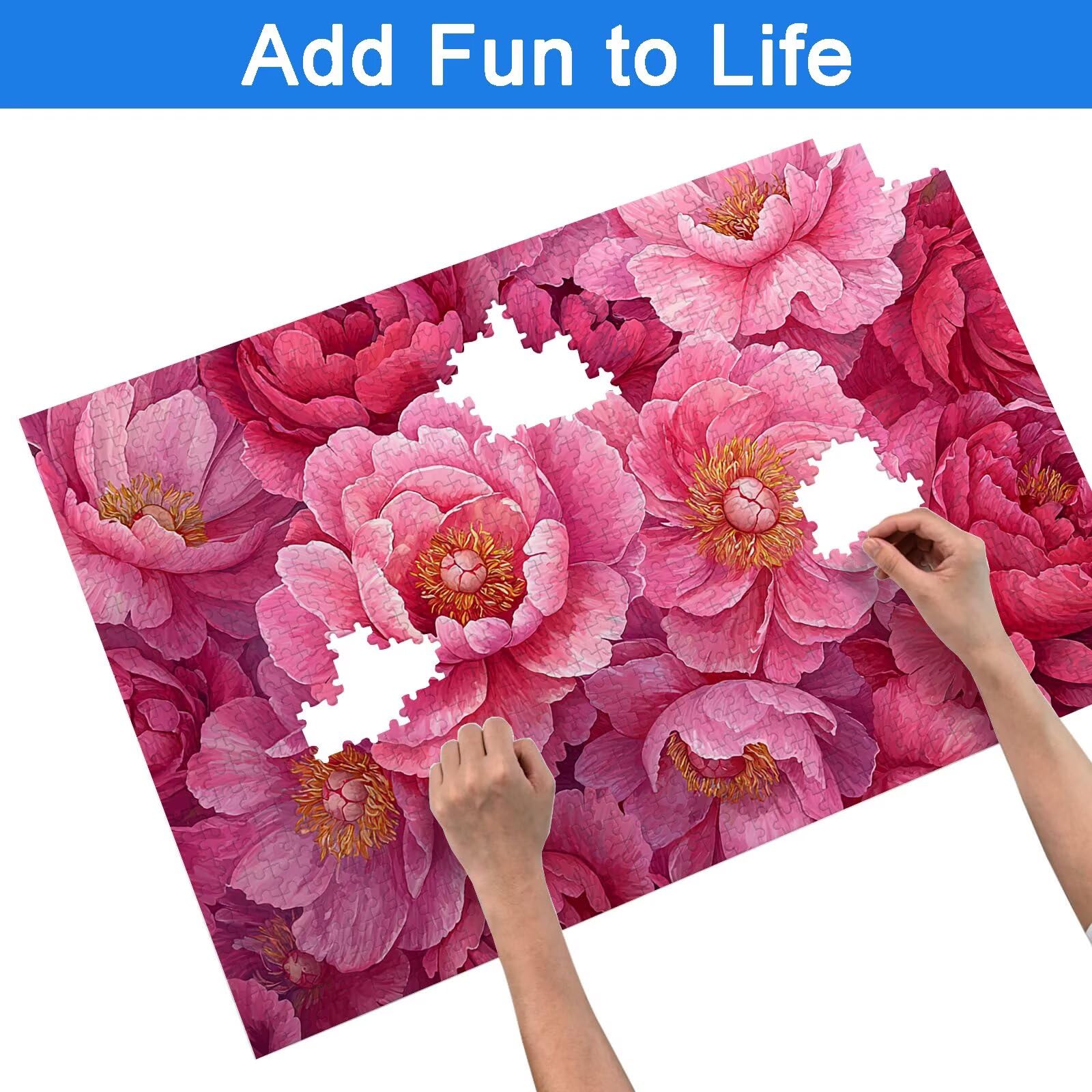Puzzle 2000 sztuk dla dorosłych dzieci, puzzle z drewnianym kwiatem dla dorosłych, wymagające różowe łamigłówki, rodzinne gry edukacyjne, łamigłówki z pudełkiem do dekoracji domu, prezent dla kobiet i
