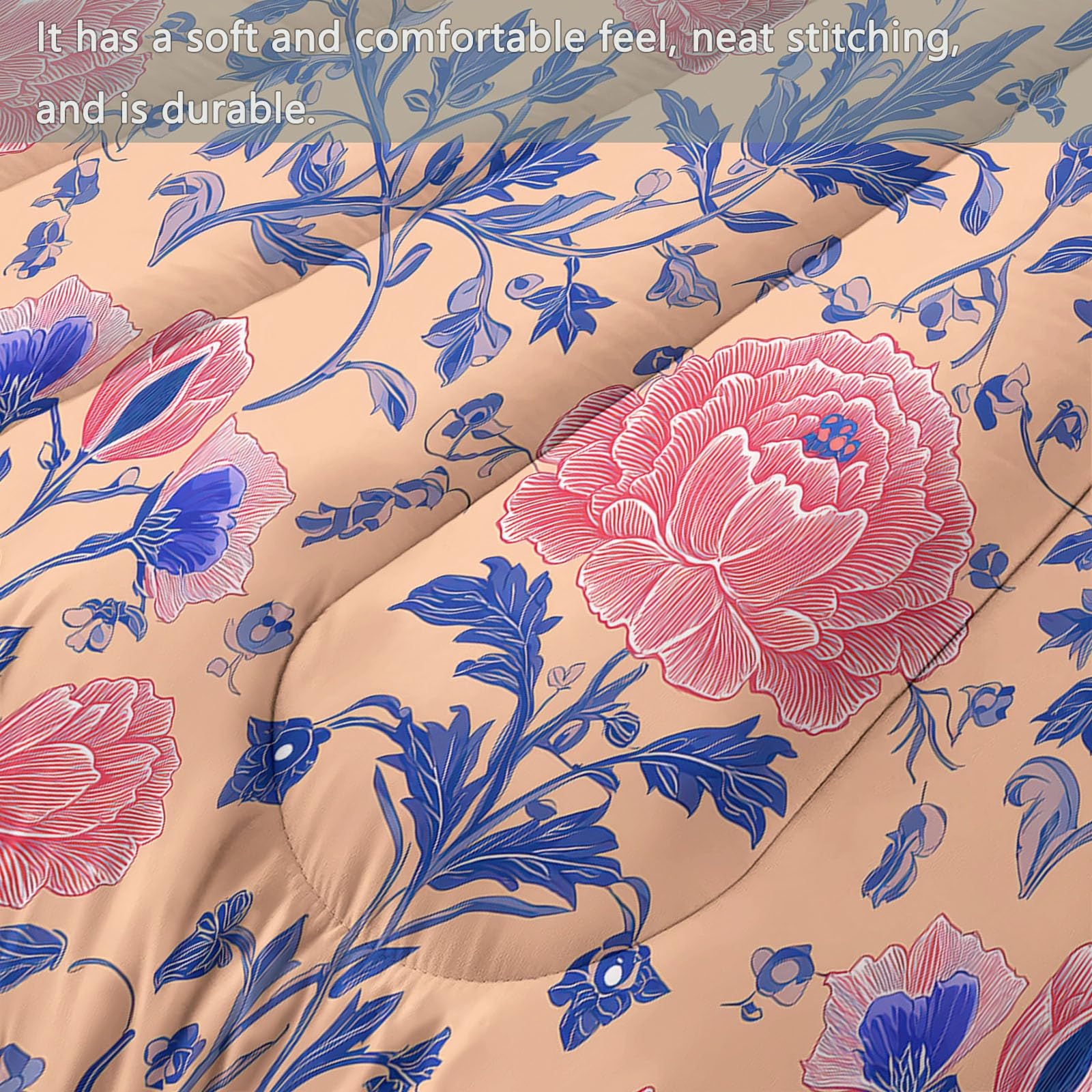 Genérico Edredón Comforter 135 x 200 cm Diseño Infantil Floral Textura Edredon Estampado con Relleno de Fibra, Nórdico Invierno Suave, Ligero, Reversible y Transpirable, Rosa