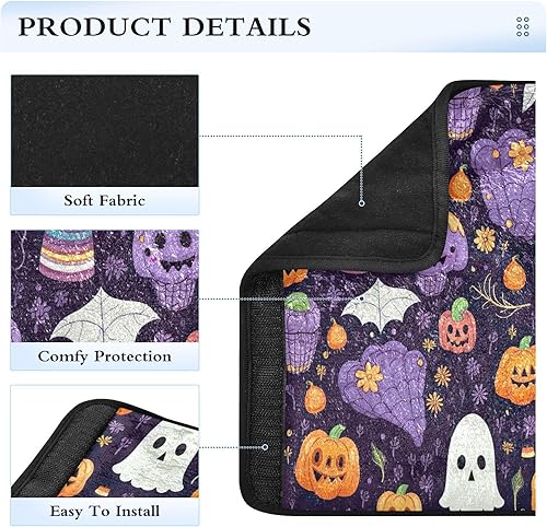 Miniatura 4 de Halloween Wallpaper with Ghosts Baby Car Seat Belt Pads Car Safety Belt Shoulder Protector, Universal Car Seat Belt Cover, 2 Pack Seatbelt Cover