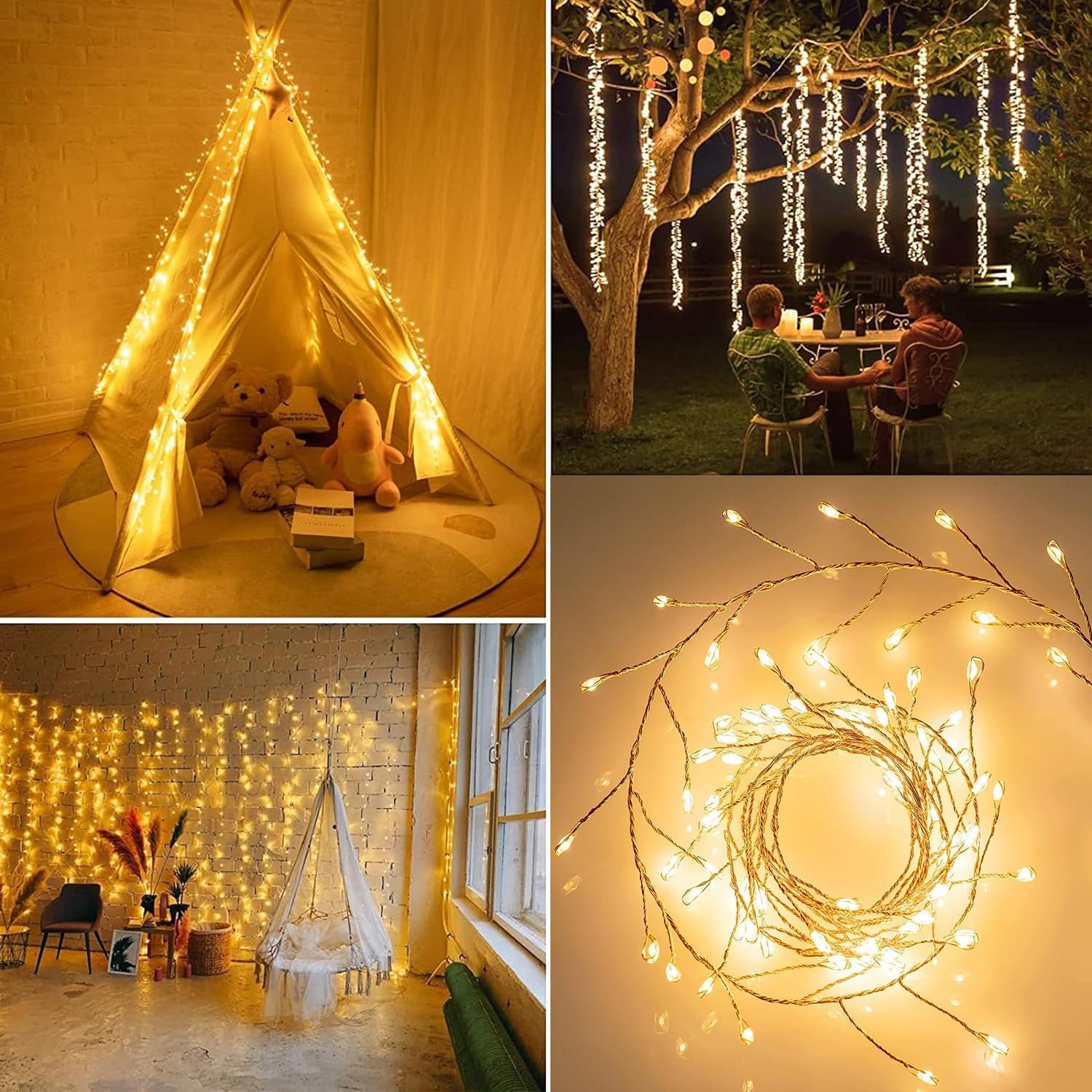 30FT Firecracker String Lights - 300 LED Fairy Lights With Remote, 8 Modes, Timer, Warm White