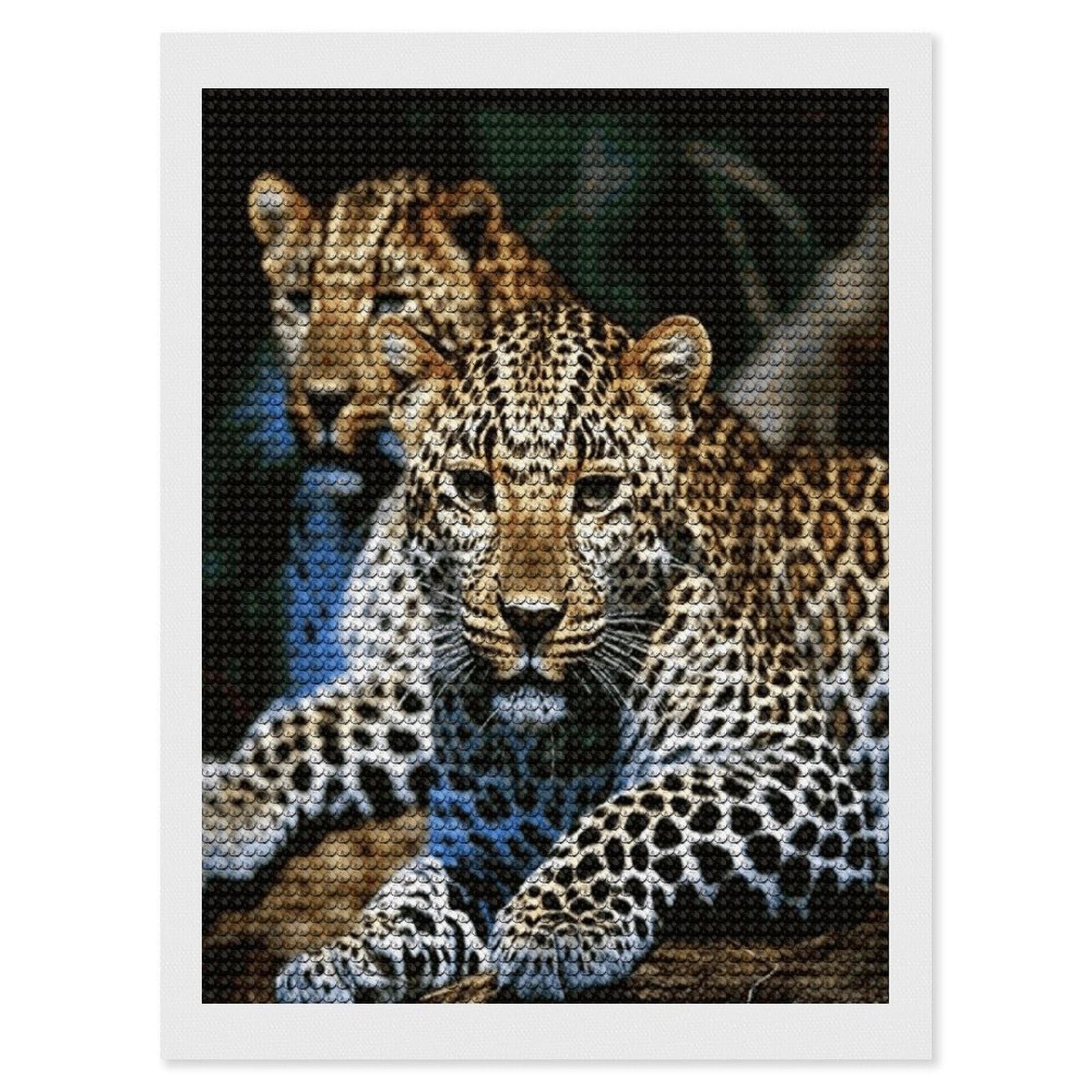 JTREHY Leopard Diamond Art Kits Personalized DIY Round Diamond Painting Kits for Beginner Full Drill Diamonds Dots Paintings for Adults Gem Art Crafts Home Decor