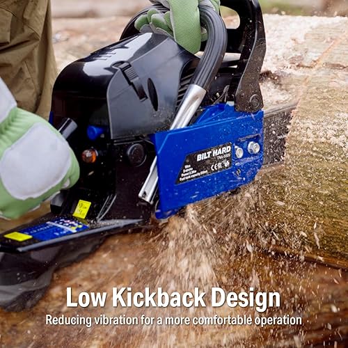 Vista 12 de BILT HARD Motosierra de gas de 18 pulgadas, motosierra de gas de 46 cc y 2.4 HP con engrasador automático, motor de 2 ciclos, motosierras