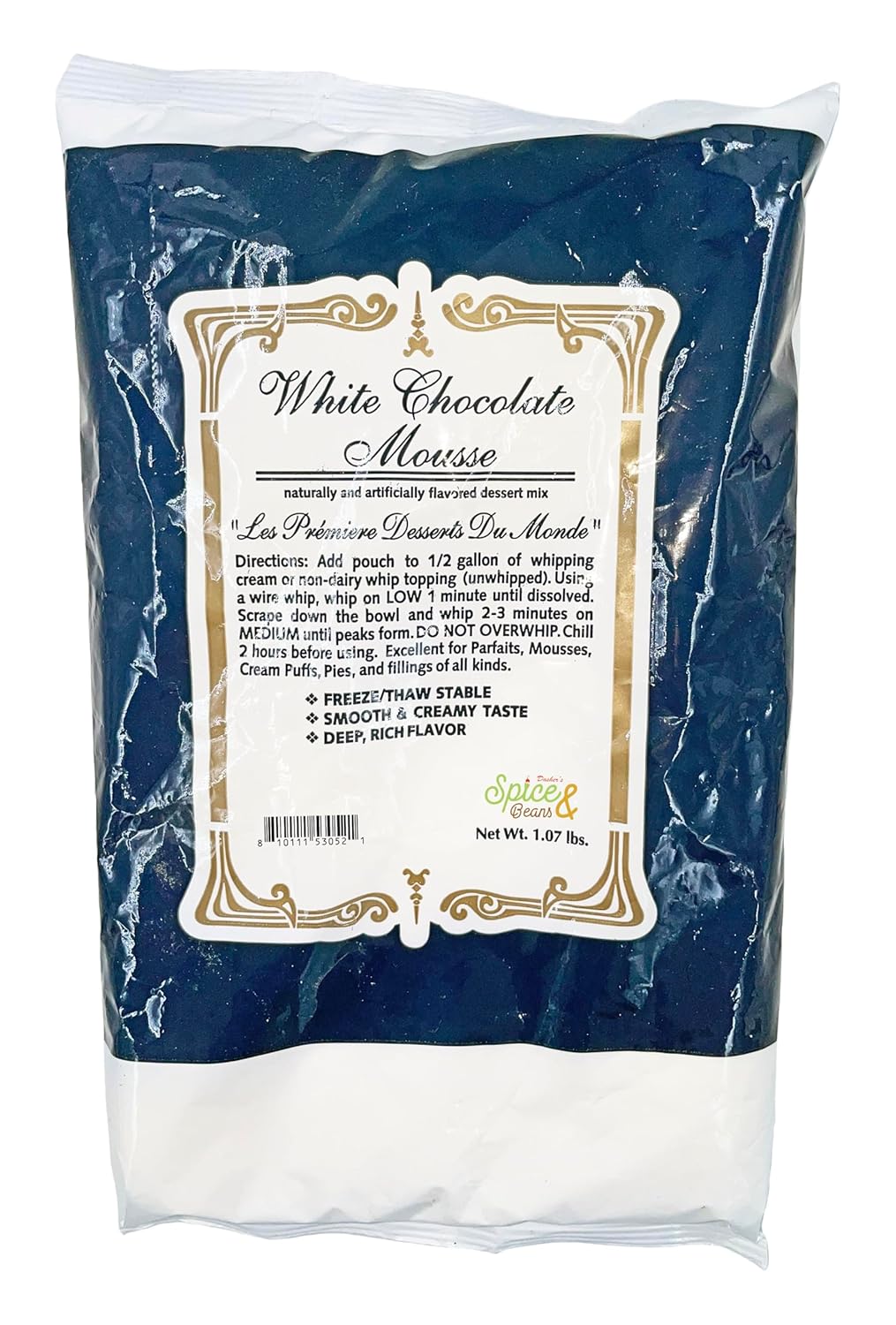 White Chocolate Mousse Mix | Naturally & Artificially Flavored Dessert Base | By Dasher's Spice & Beans | 1.07 lb.