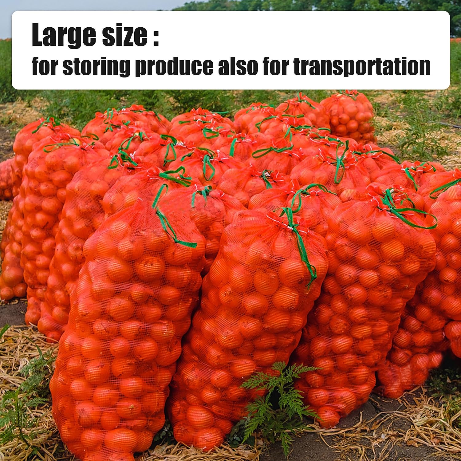 20 Pcs 24"x35" Onion Bag Mesh Produce Bags, 60+ Lbs Reusable Breathable Vegetable Storage Bags With Drawstring For Potato Onion Citrus Garden Produce Vegetable Storage