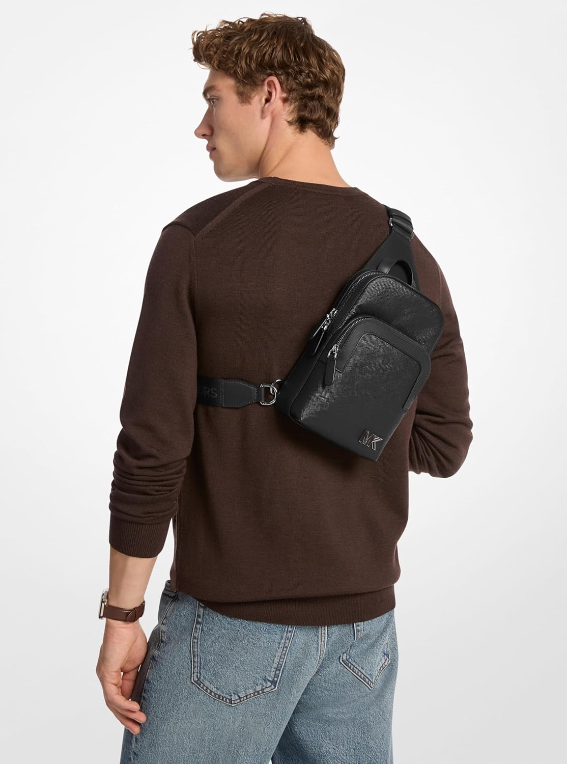 Michael Kors Edison Medium Double Zip Sling Pack, Black Hardware/Black - Image 3