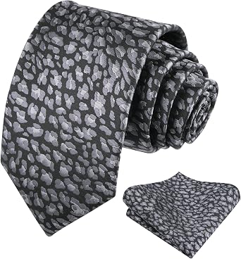 Alizeal Mens Leopard Tie Set 3.15 Necktie with Pocket Square | Gift Box for Wedding Party and Fashion Occasions